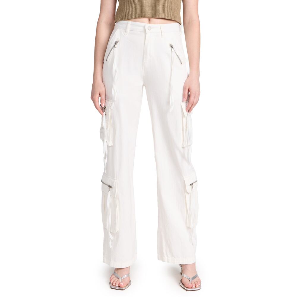 Blank NYC Rib Cage Wide Leg Oversized Cargo Pants - White NWT Size 27